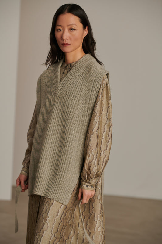 Jersey Costa - Gris Jaspeado - Lana - Mujer