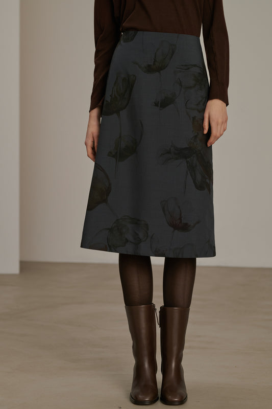 Falda Valet - Gris Antracita - Lana - Mujer