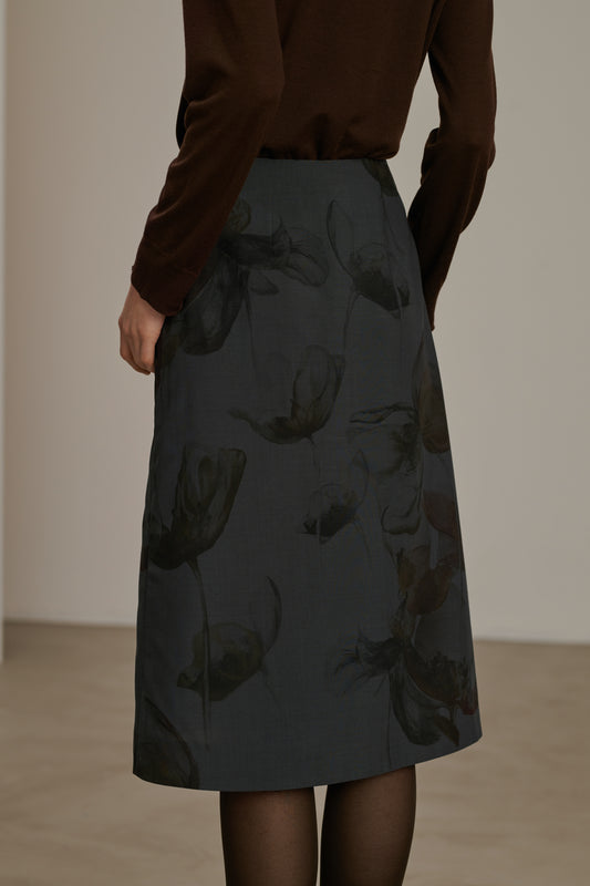 Falda Valet - Gris Antracita - Lana - Mujer