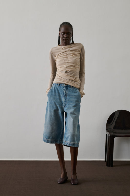 Bermuda Francis - Denim Bleu Délavé - Coton - Femme