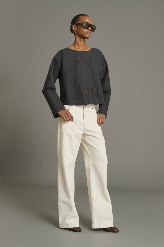 Blusa Hansel - Gris Antracita - Algodón - Mujer