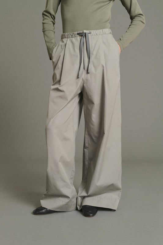 Pantalón Hugues de popelina gris con pernera ancha para mujer - Soeur