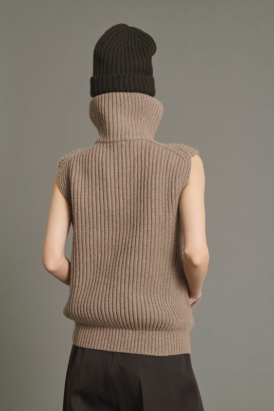 Chaqueta Kristen - Beige jaspeado - Lana merinos - Mujer