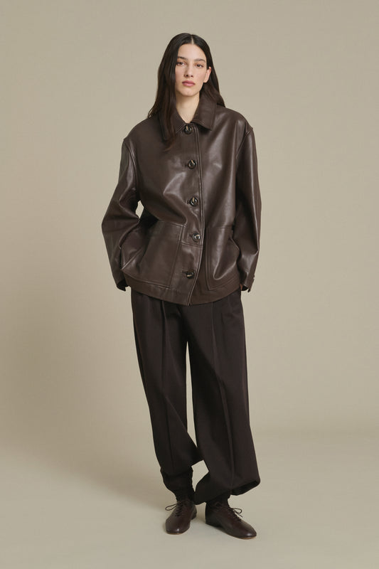 Chaqueta Vincenzo - Taupe cuero liso mujer - Soeur