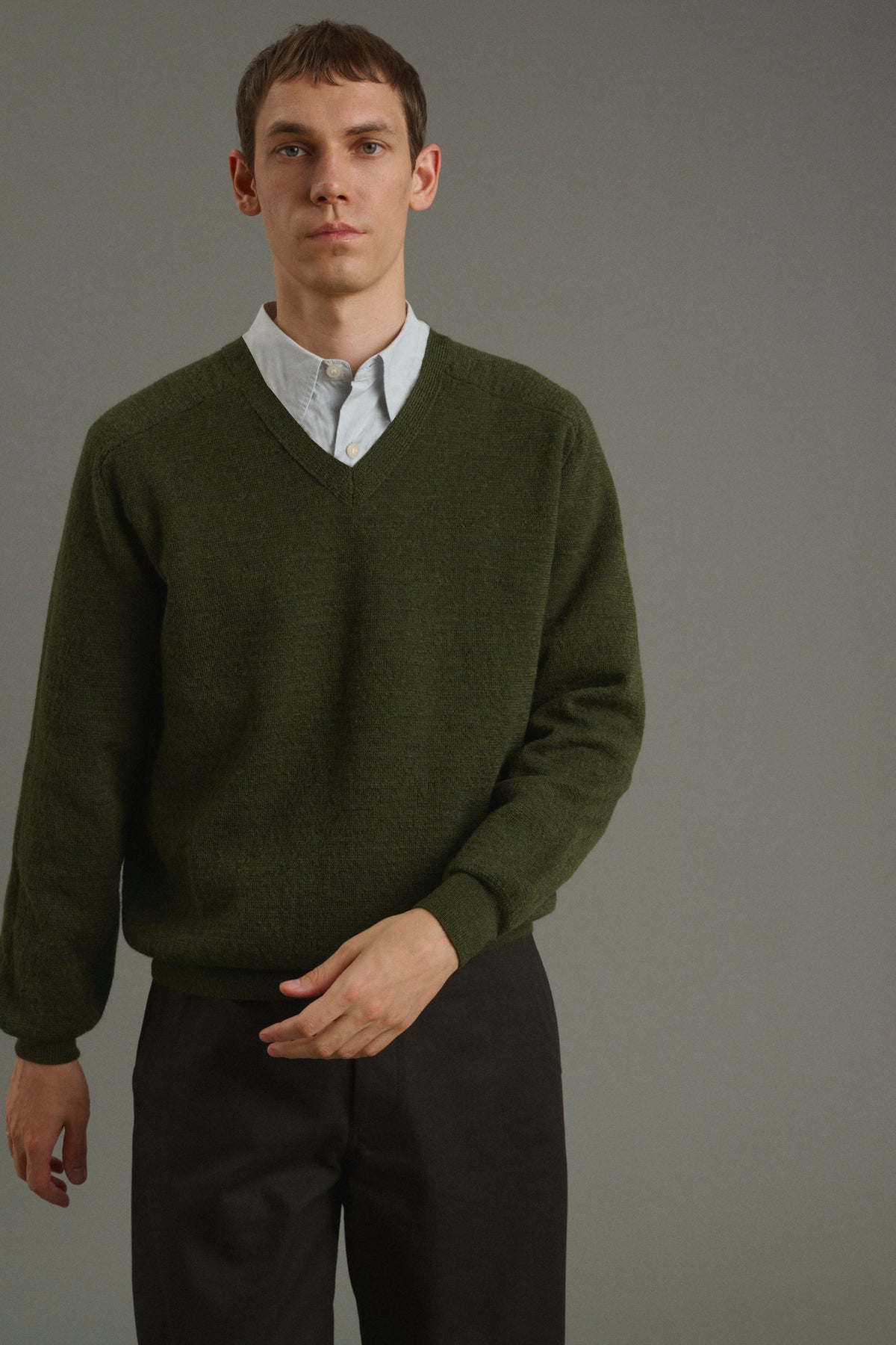 Jersey Themo - Verde oscuro - Lana - Hombre vue 3