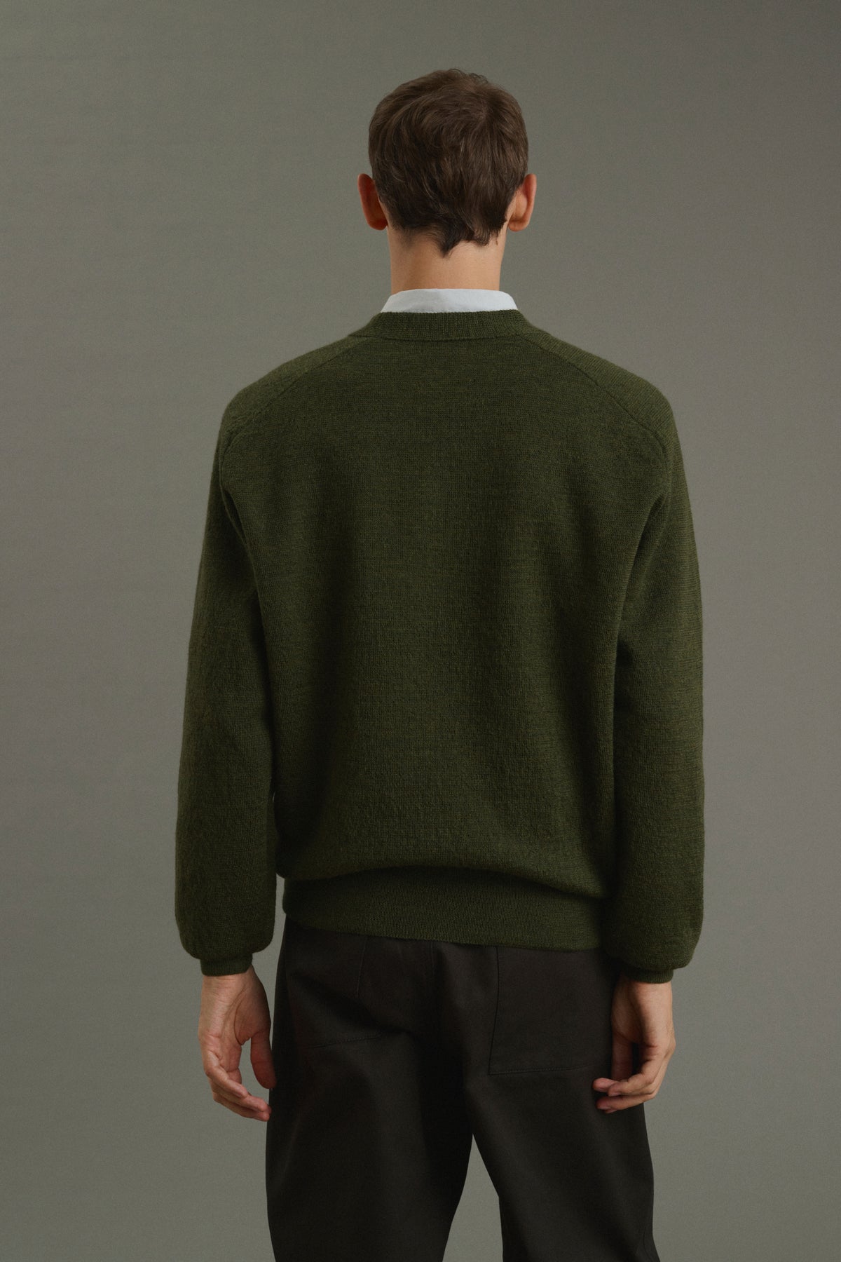 Jersey Themo - Verde oscuro - Lana - Hombre vue 4