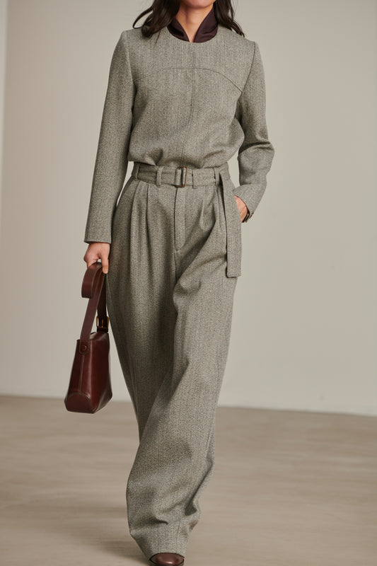 Pantalón Cole - Gris Jaspeado - Lana - Mujer