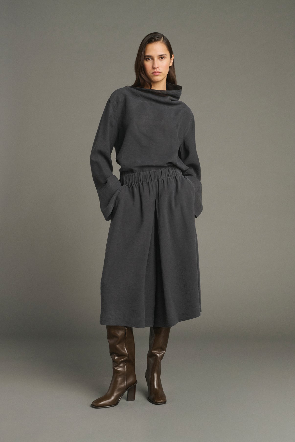 Blusa Laila - Gris Antracita - Seda - Mujer vue 3