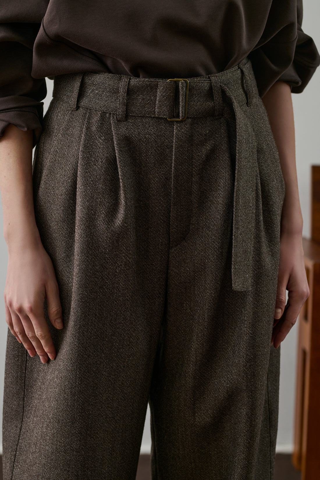 Pantalon Cole - Marron/Écru - Laine - Femme