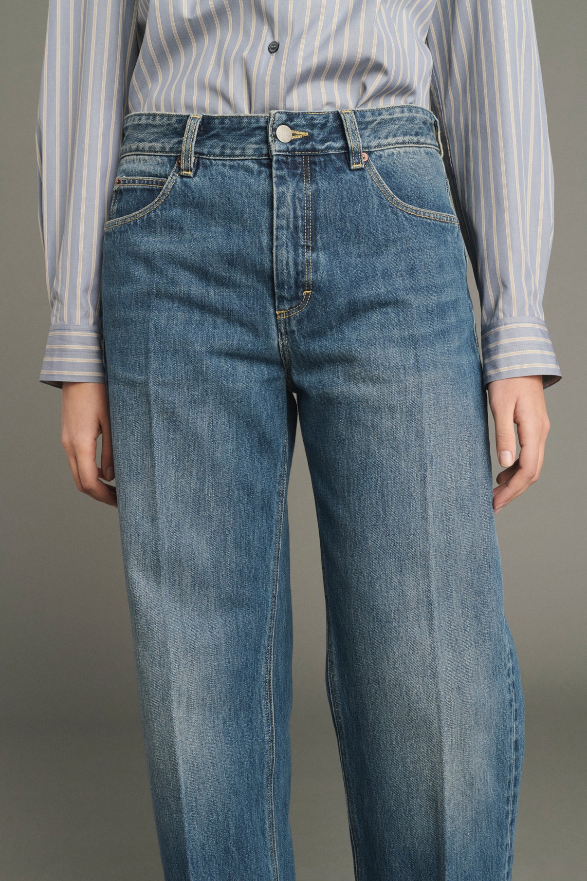 Vaqueros Jerry - Denim Azul Desgastado - Coton - Mujer vue 4
