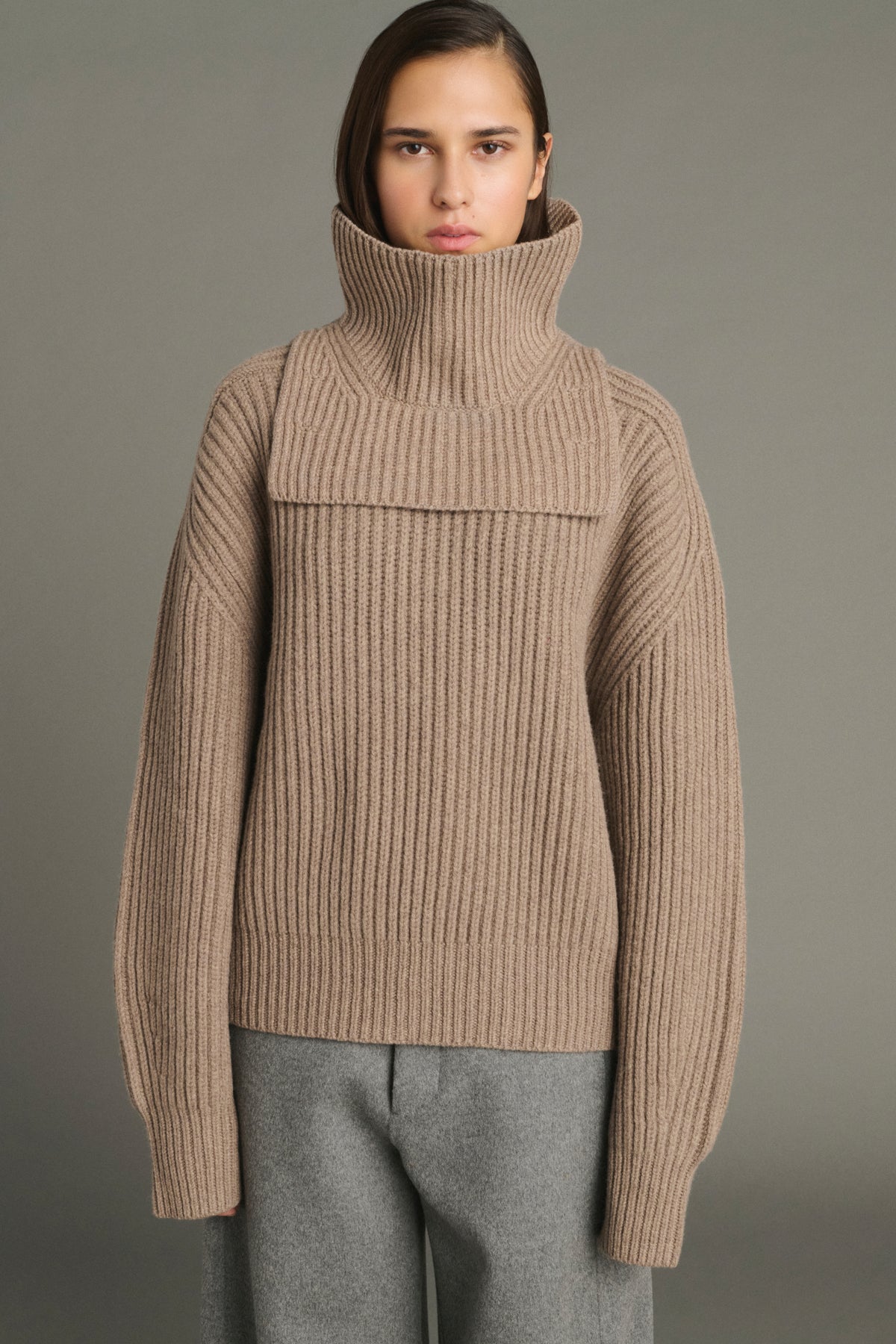 Cuello Gad - Beige jaspeado - Lana merinos - Mujer