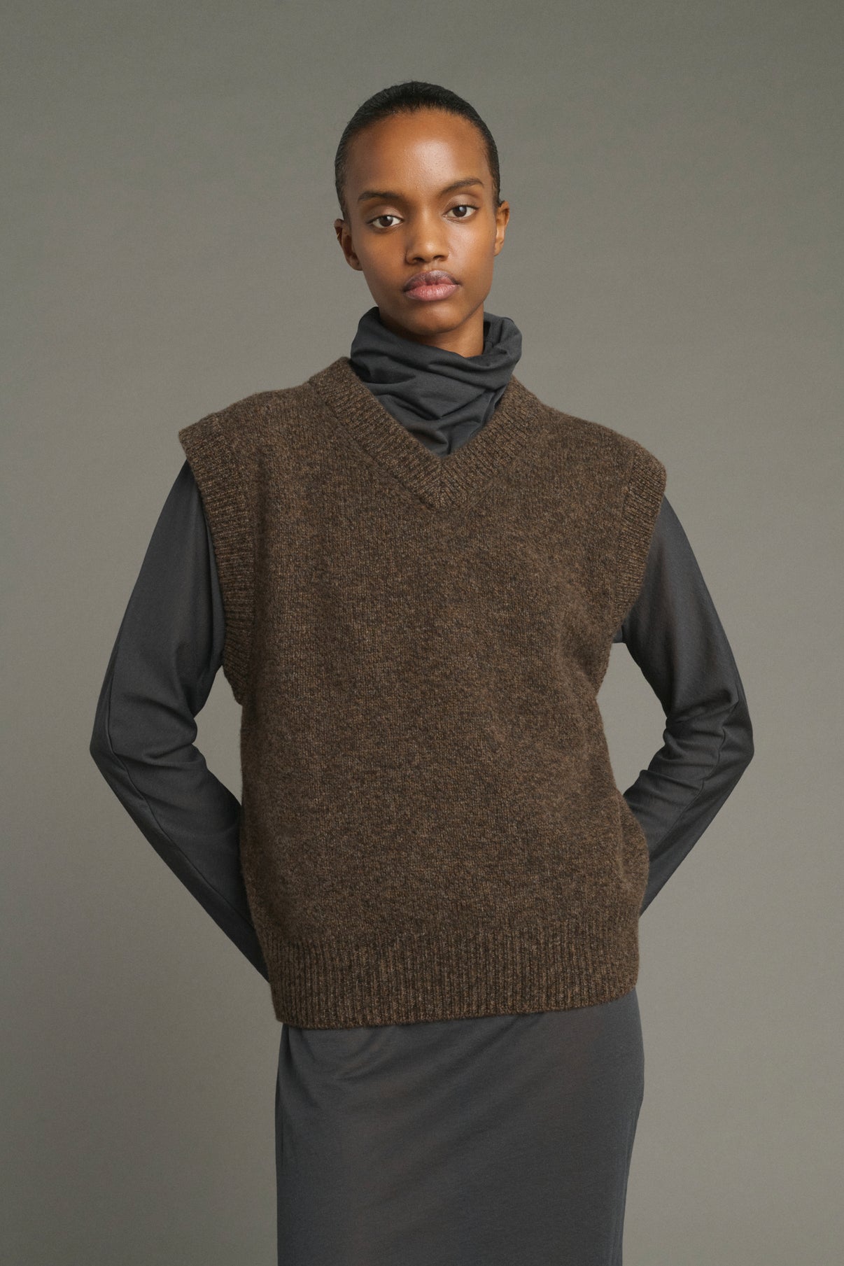Jersey Karl - Marrón Jaspeado - Lana Merino - Mujer vue 3