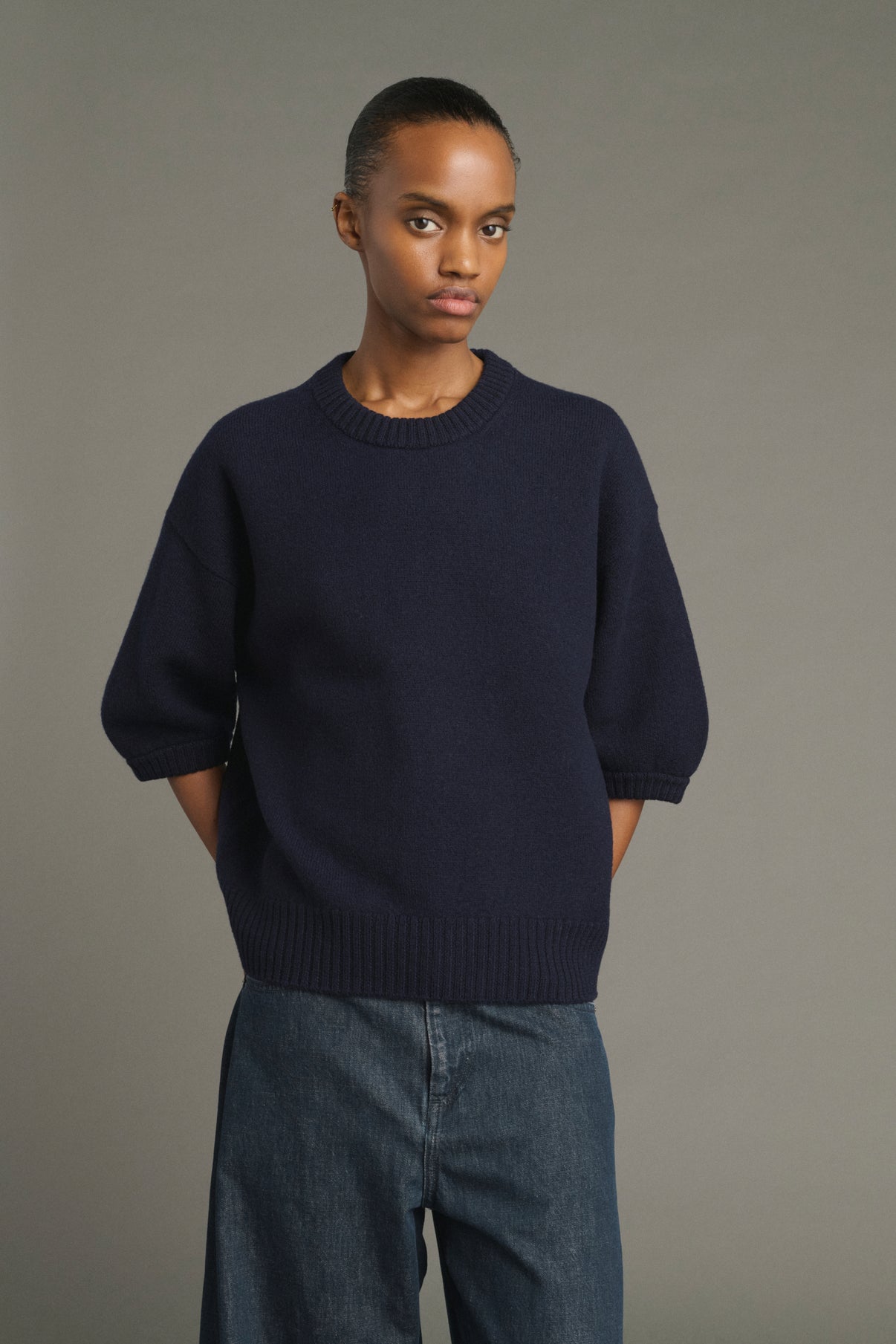 Jersey Lise - Navy - Lana Merino - Mujer vue 3