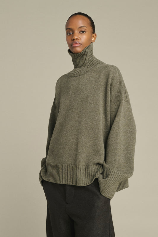 Jersey William - Gris Jaspeado - Lana Merino - Mujer