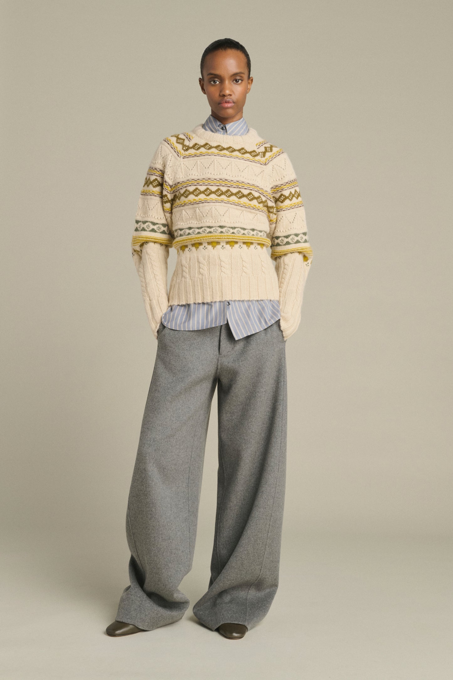 Jersey Luis - Multicolor Beige - Lana Merino - Mujer