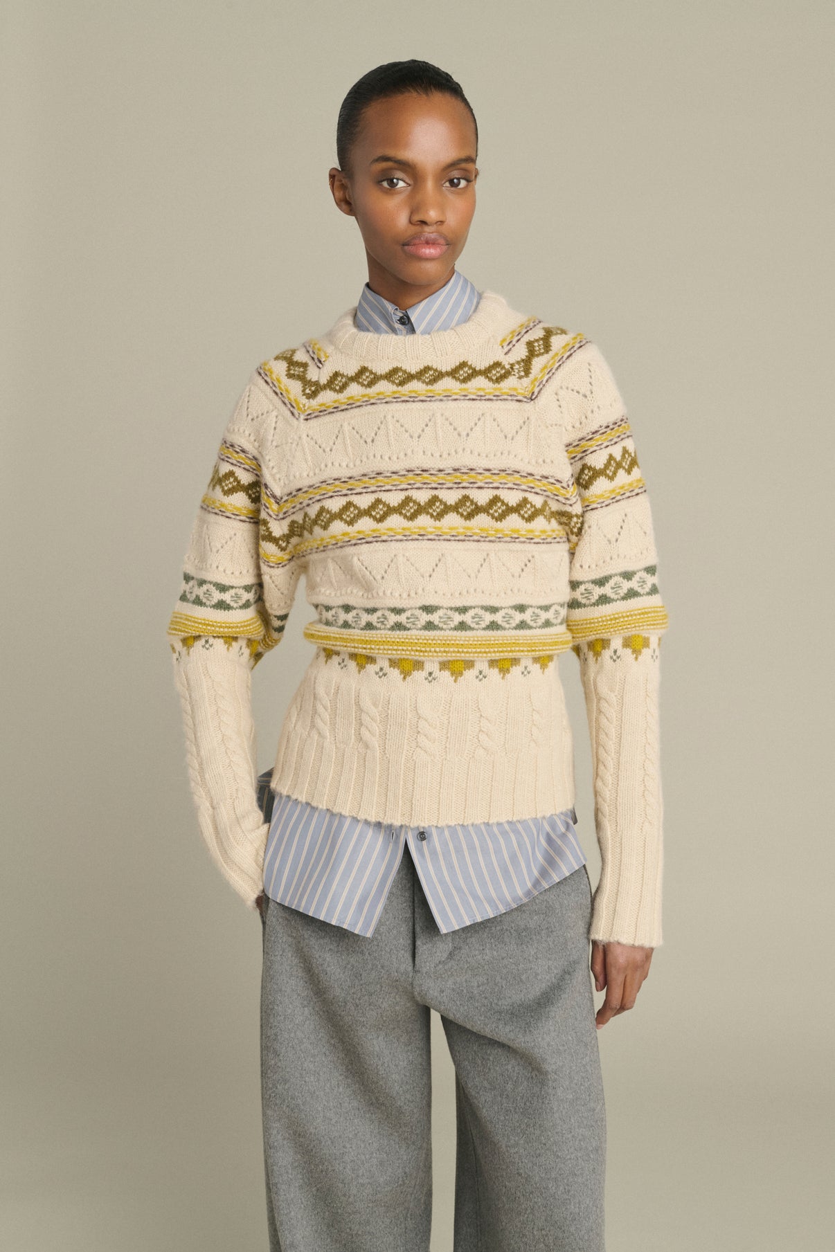 Jersey Luis - Multicolor Beige - Lana Merino - Mujer vue 3