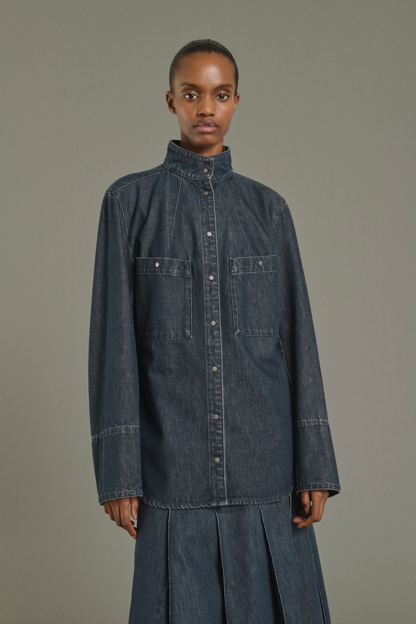Camisa Leslie - Azul gris - Algodón - Mujer