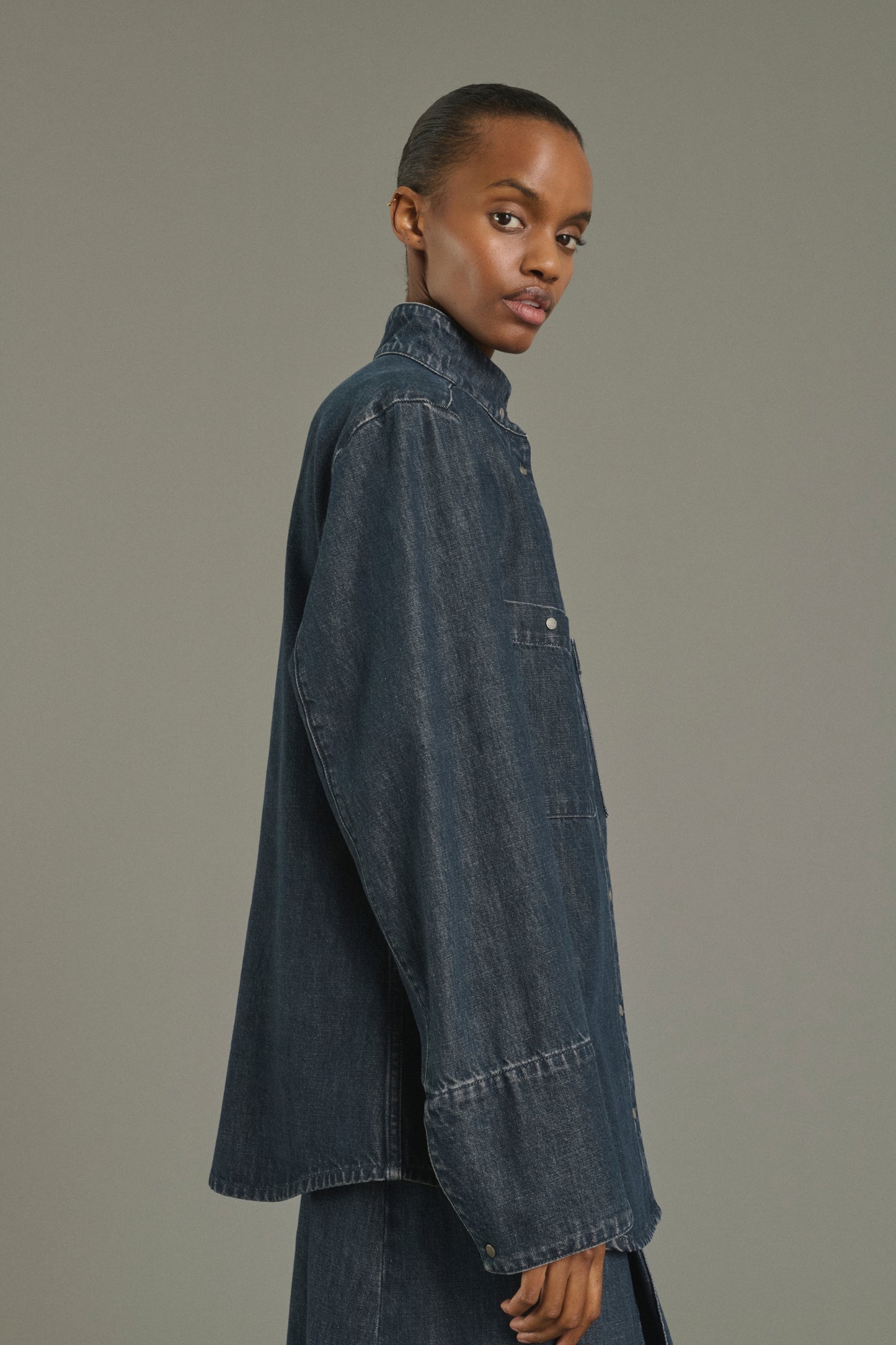 Camisa Leslie - Azul gris - Algodón - Mujer