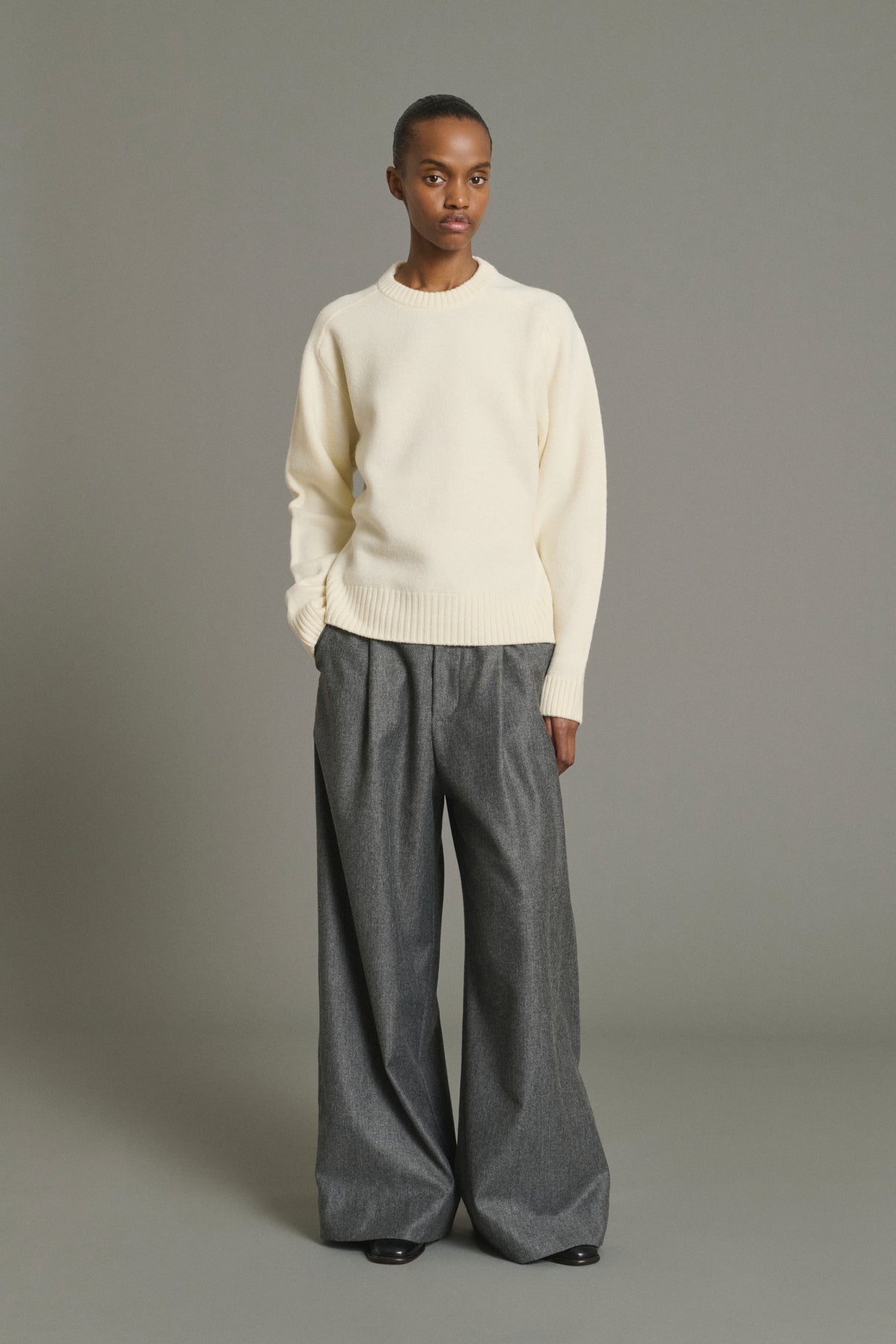 Pantalón Hugues - Gris jaspeado - Lana - Mujer vue 1