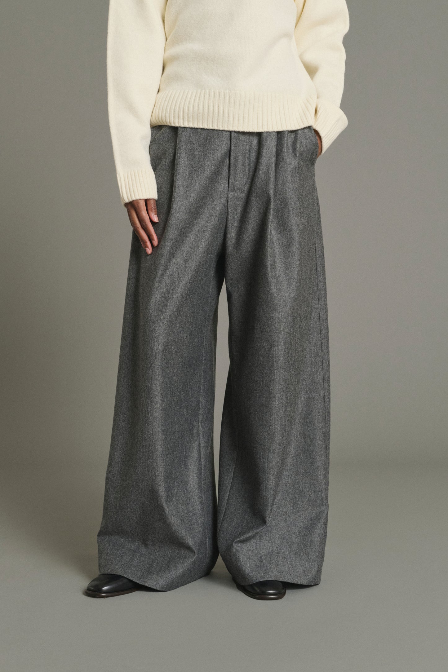 Pantalón Hugues - Gris jaspeado - Lana - Mujer