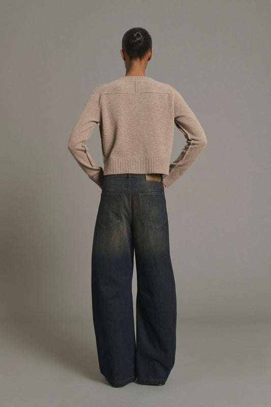 Cárdigan Virginia - Beige jaspeado - Lana merino - Mujer