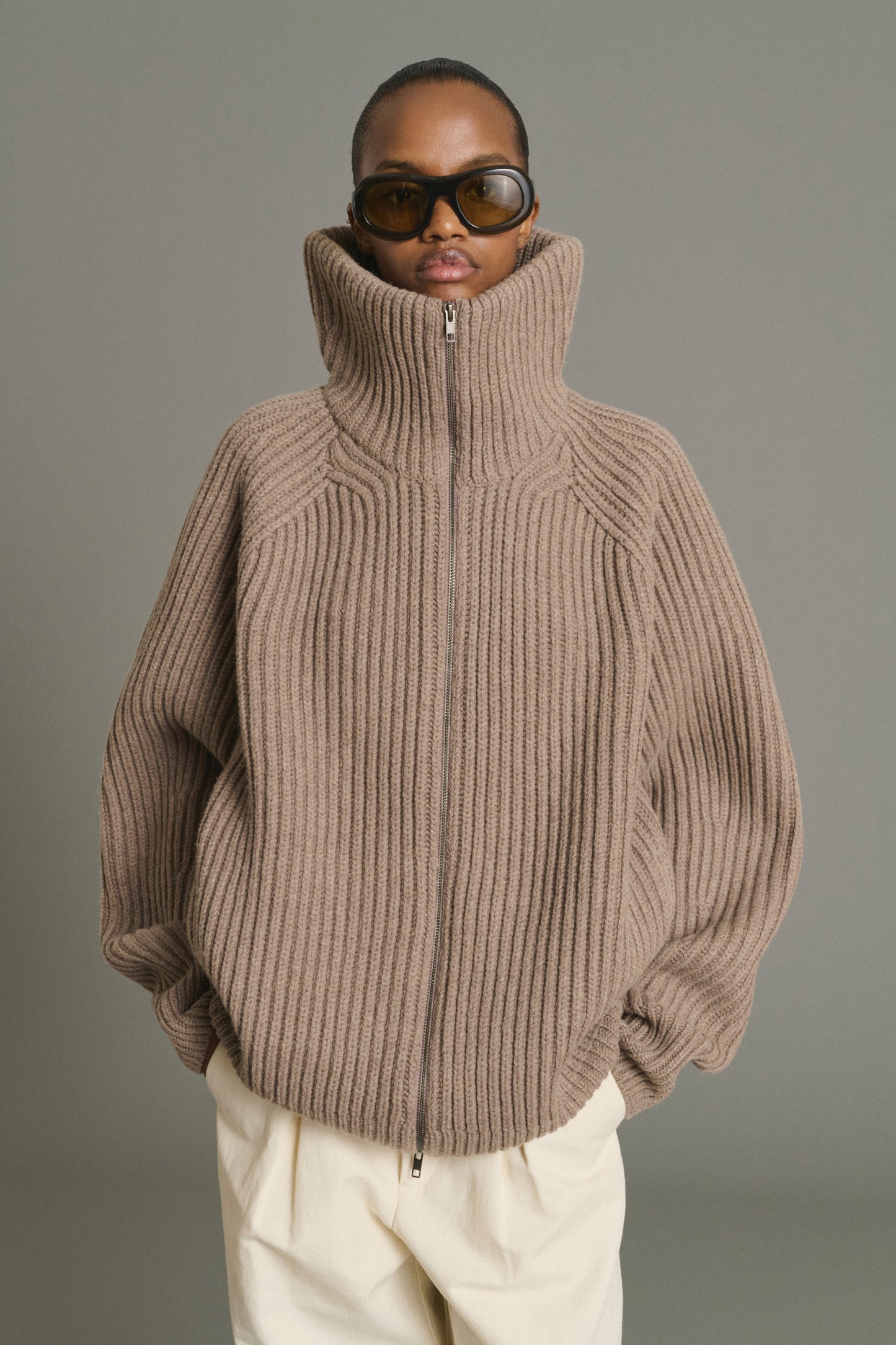 Chaqueta Jasper - Beige jaspeado - Lana merina - Mujer