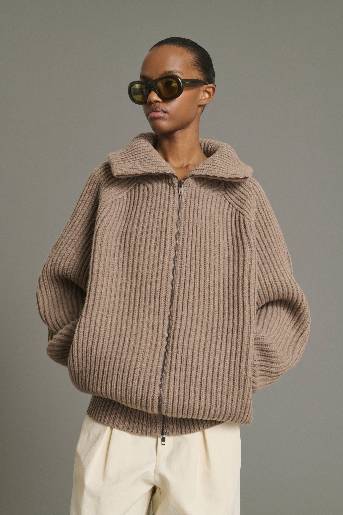 Chaqueta Jasper - Beige jaspeado - Lana merina - Mujer