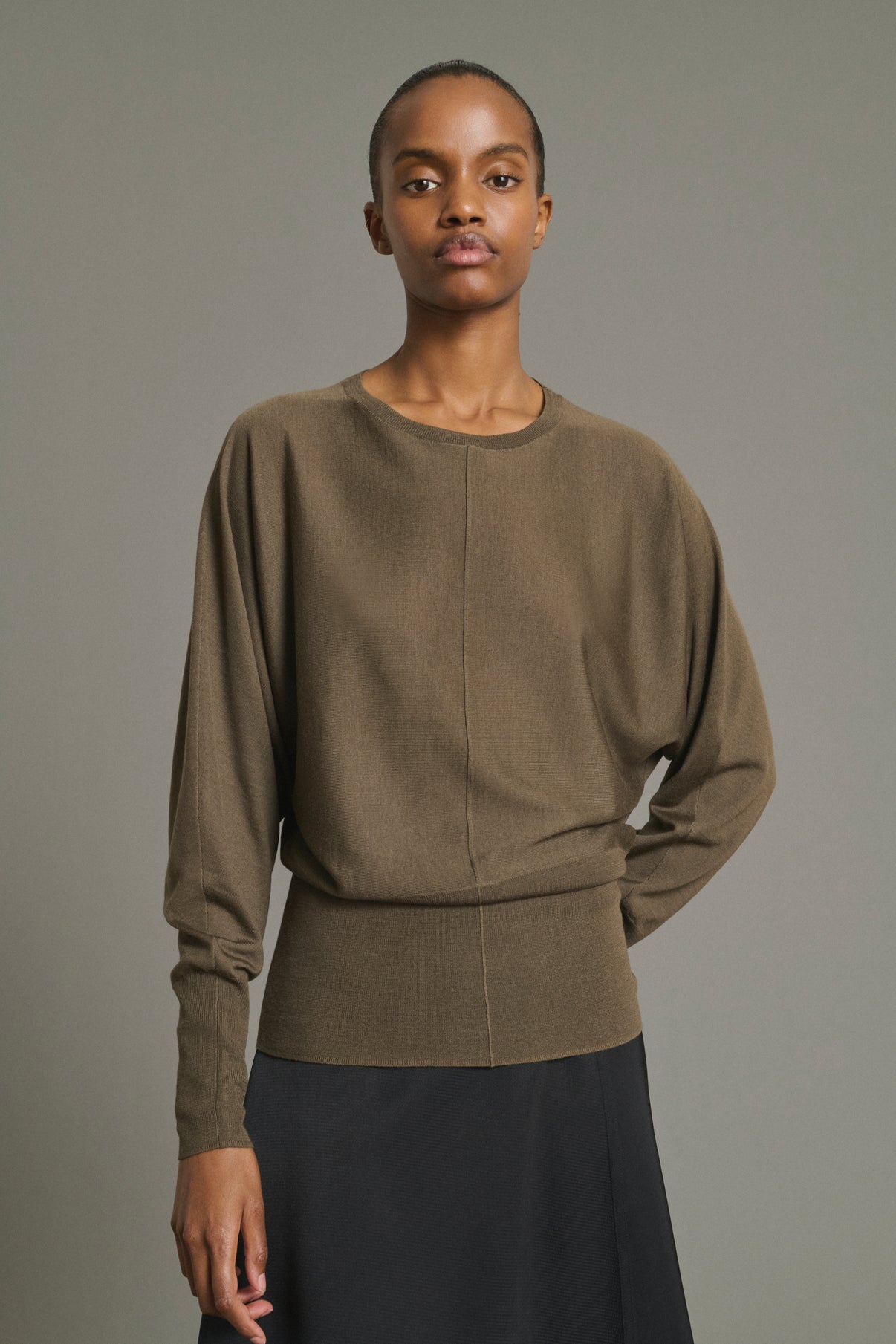 Jersey Lina - Caqui - Lana Merino - Mujer vue 3