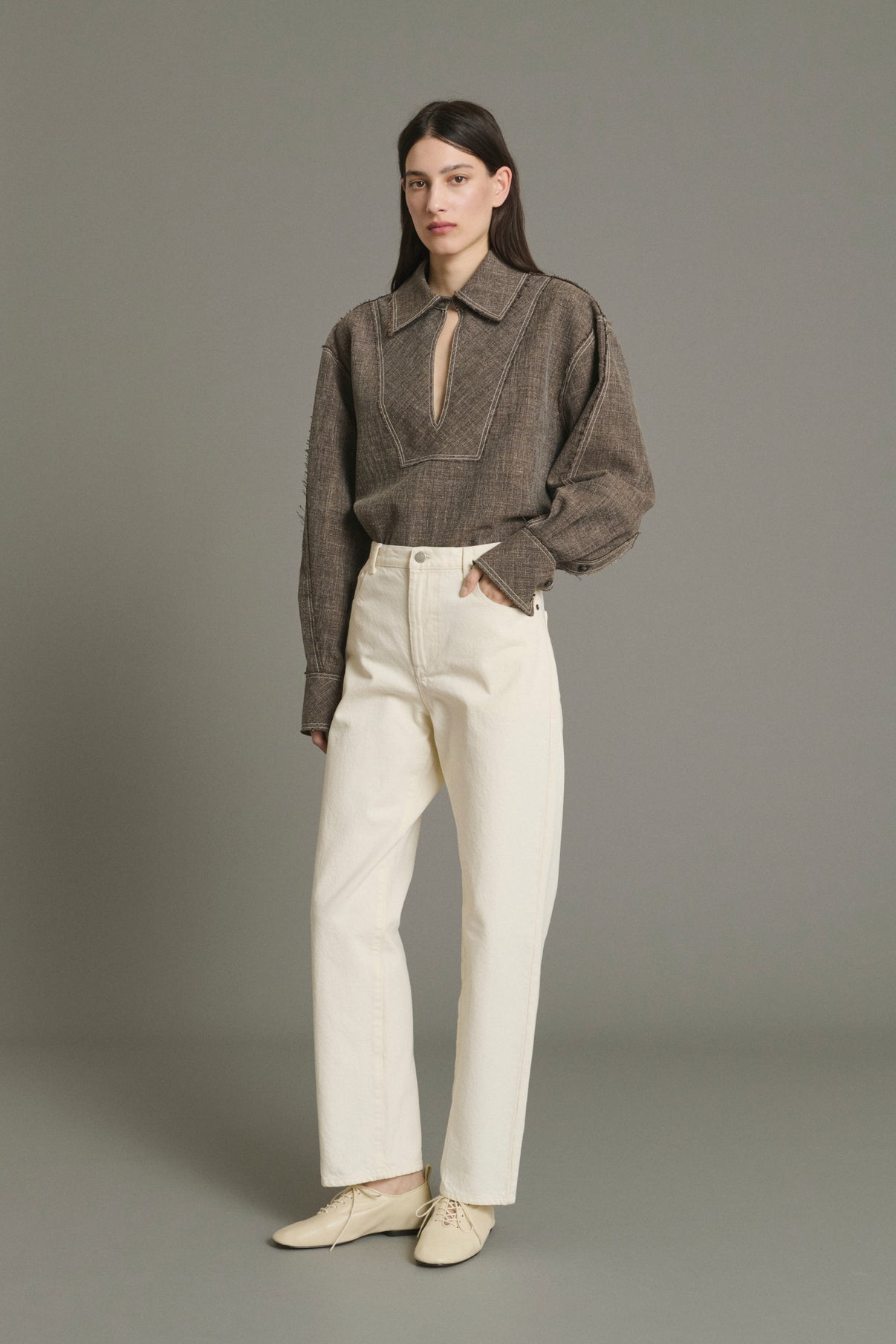 Vaqueros Barnabe - Écru Denim suave Femme - Soeur vue 5