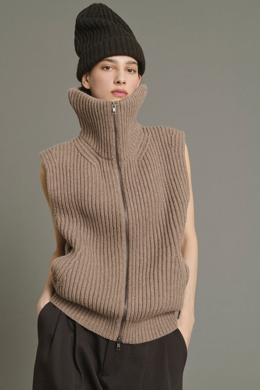 Chaqueta Kristen - Beige jaspeado - Lana merinos - Mujer