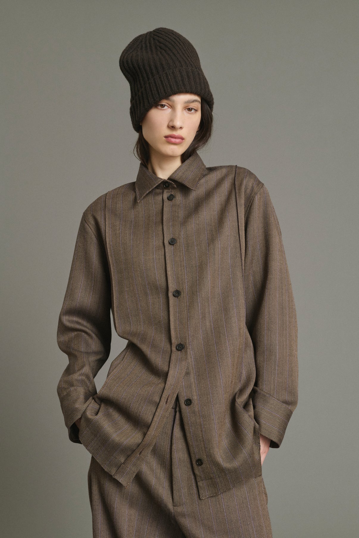 Camisa Lisbonne - Marrón/Malva - Lana - Mujer vue 1