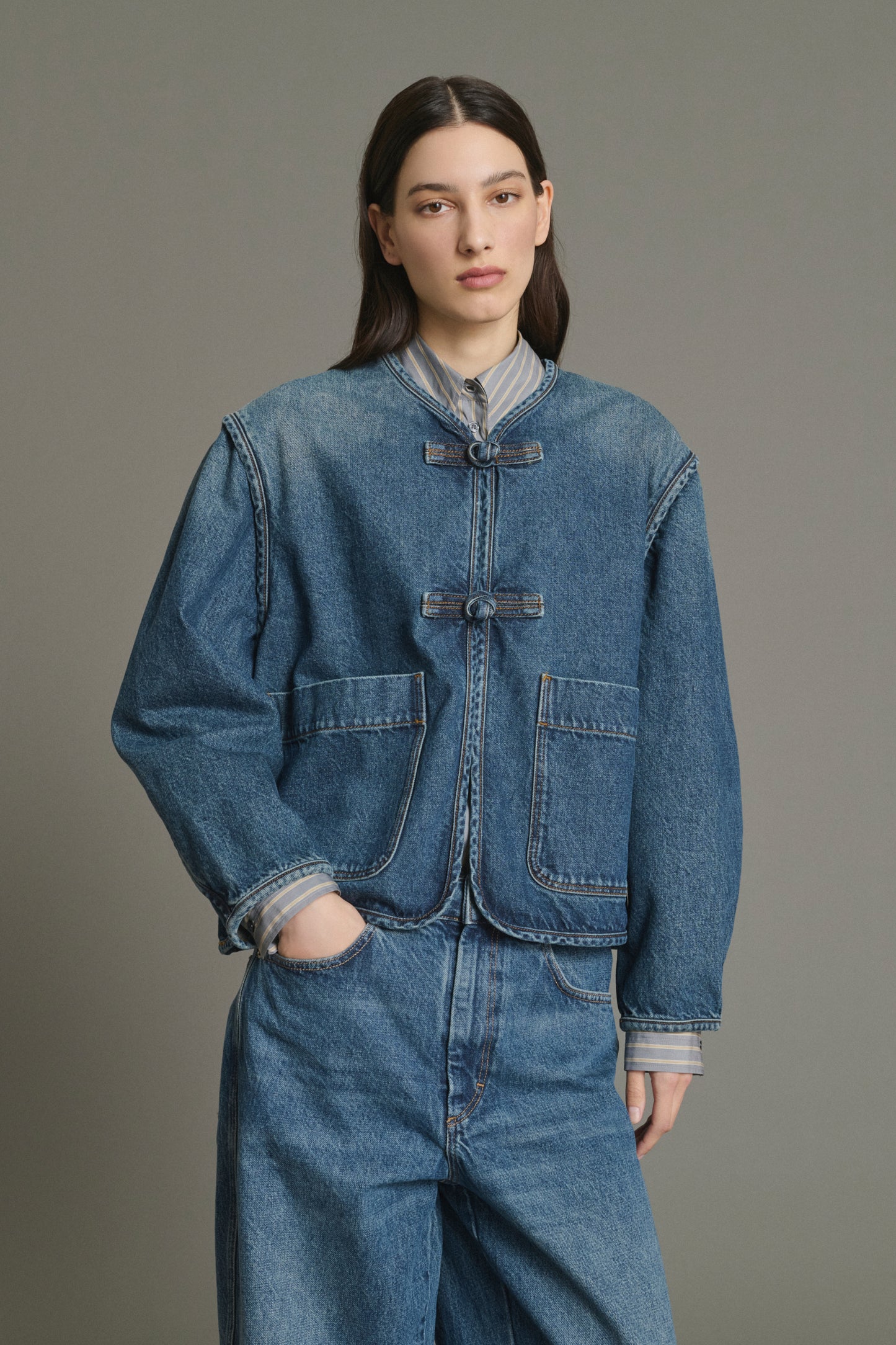 Chaqueta Agatha - Azul Denim Algodón Mujer - Soeur