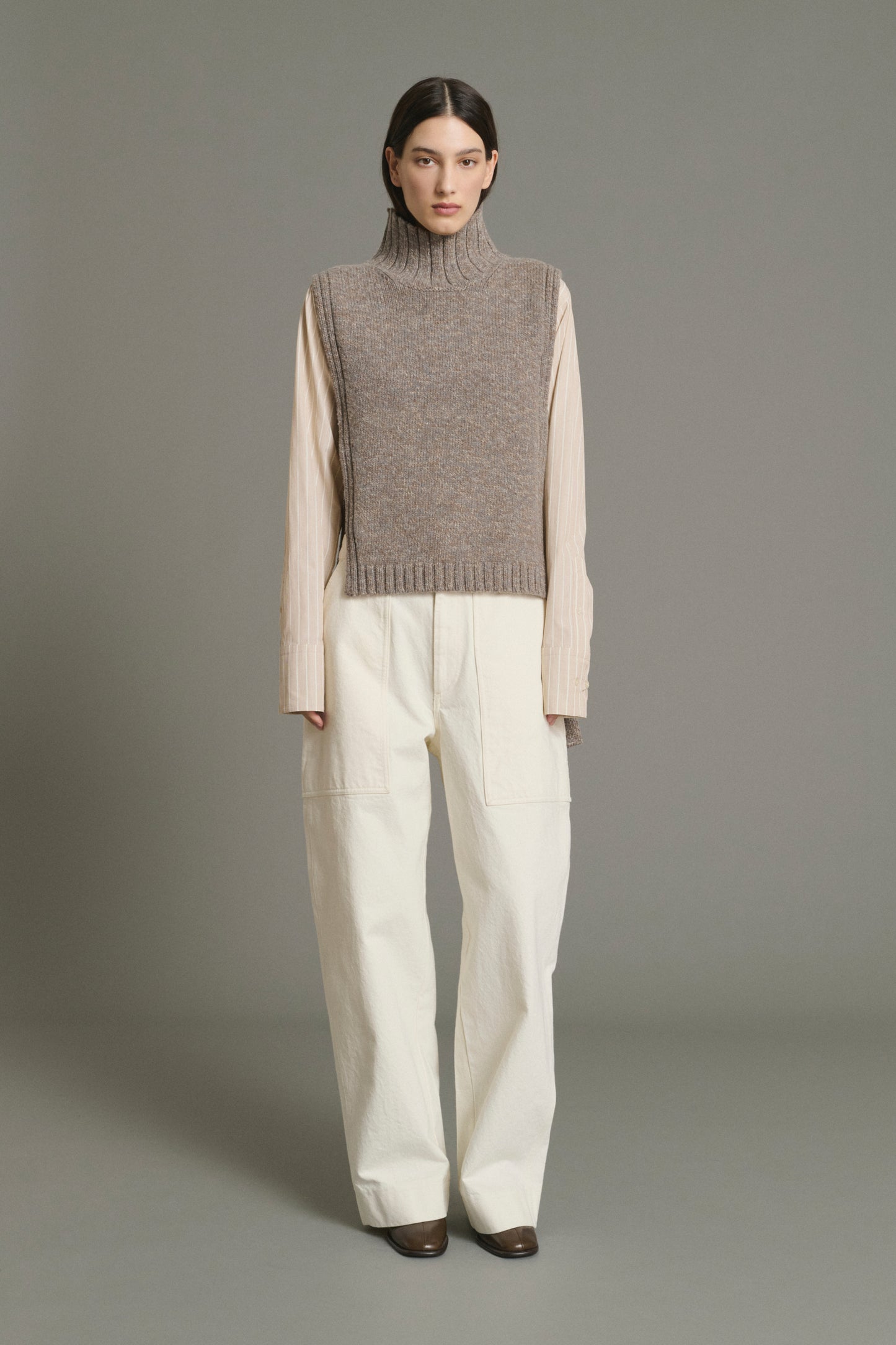 Jersey Or - Beige/Gris - Lana - Mujer
