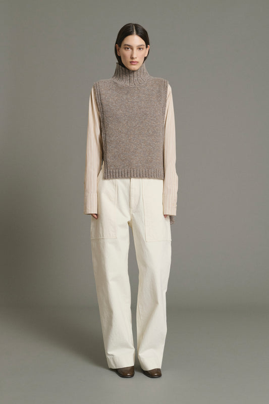 Jersey Or - Beige/Gris - Lana - Mujer
