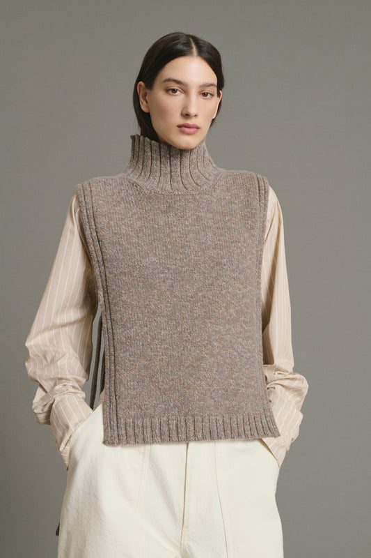 Jersey Or - Beige/Gris - Lana - Mujer