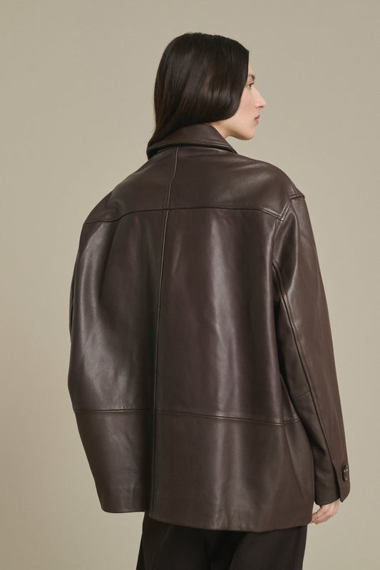 Chaqueta Vincenzo - Taupe cuero liso mujer - Soeur