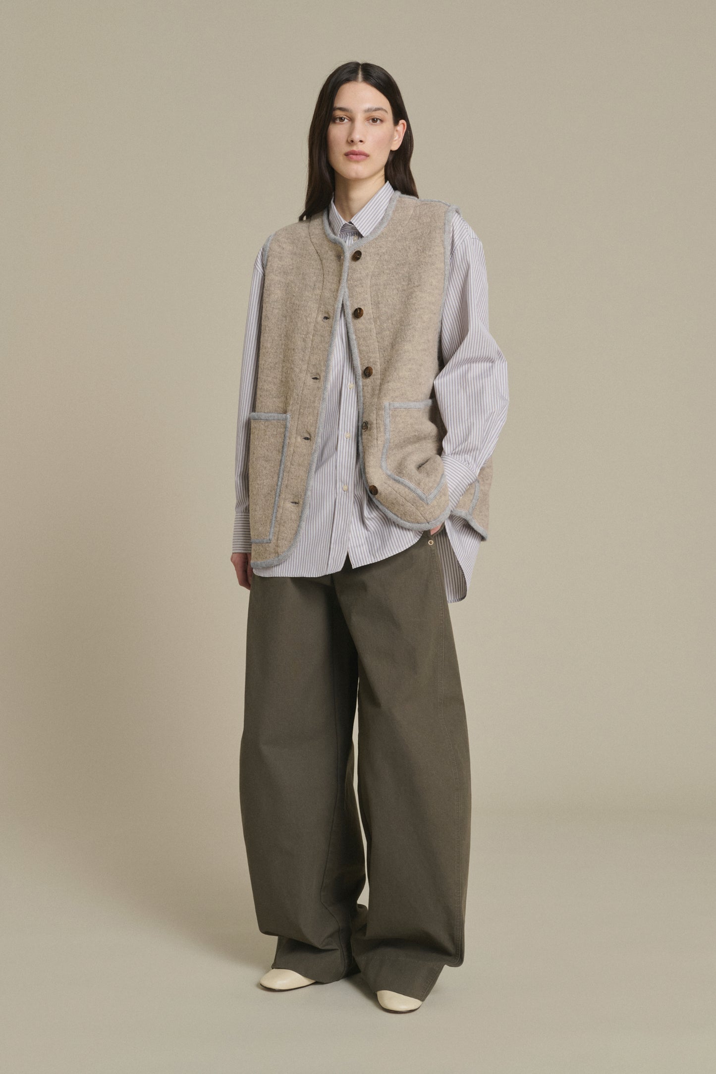 Chaqueta Chicago - Beige/Gris - Lana - Mujer