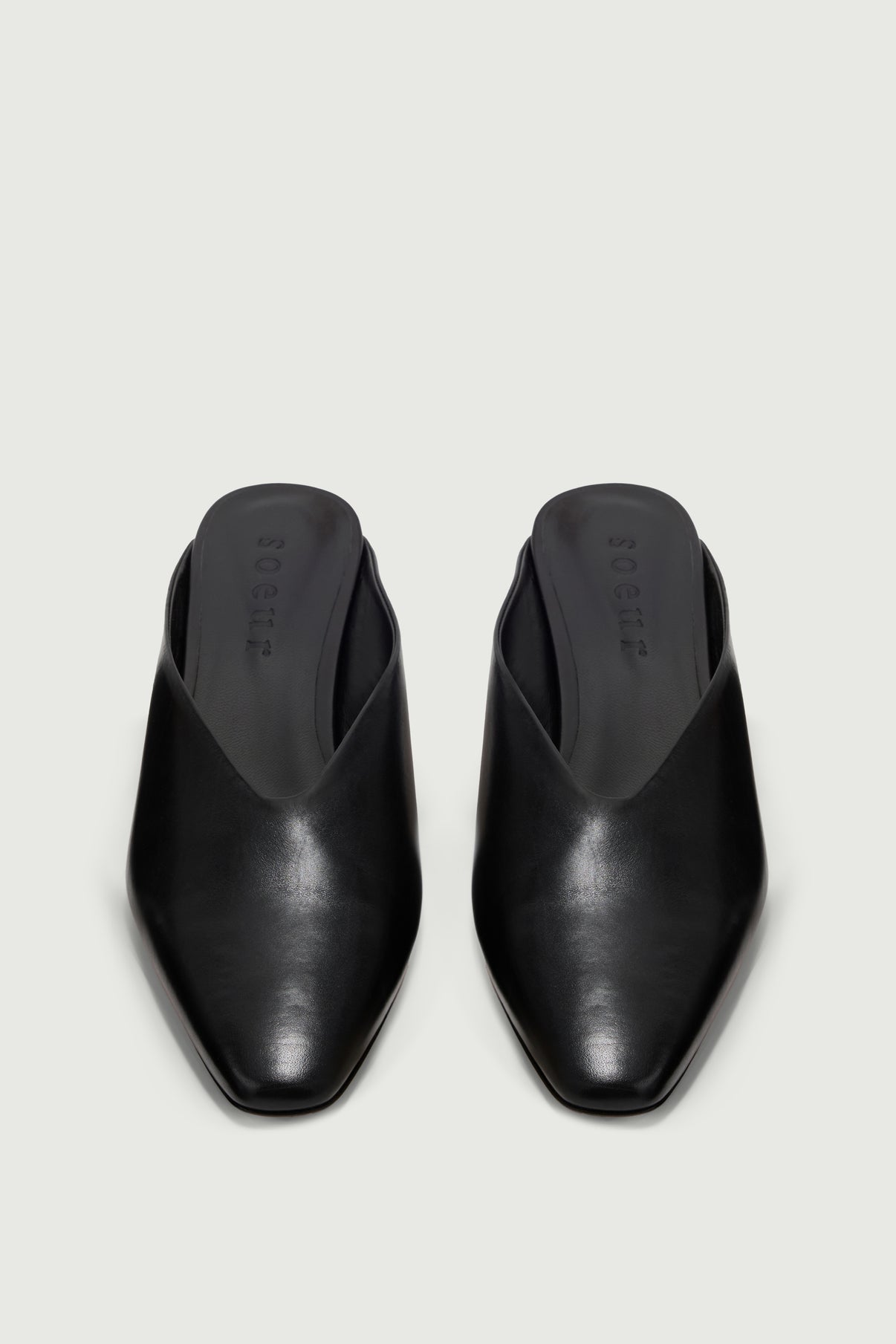 Mules Amalie - Negro Cuero con Tacón - Soeur vue 3