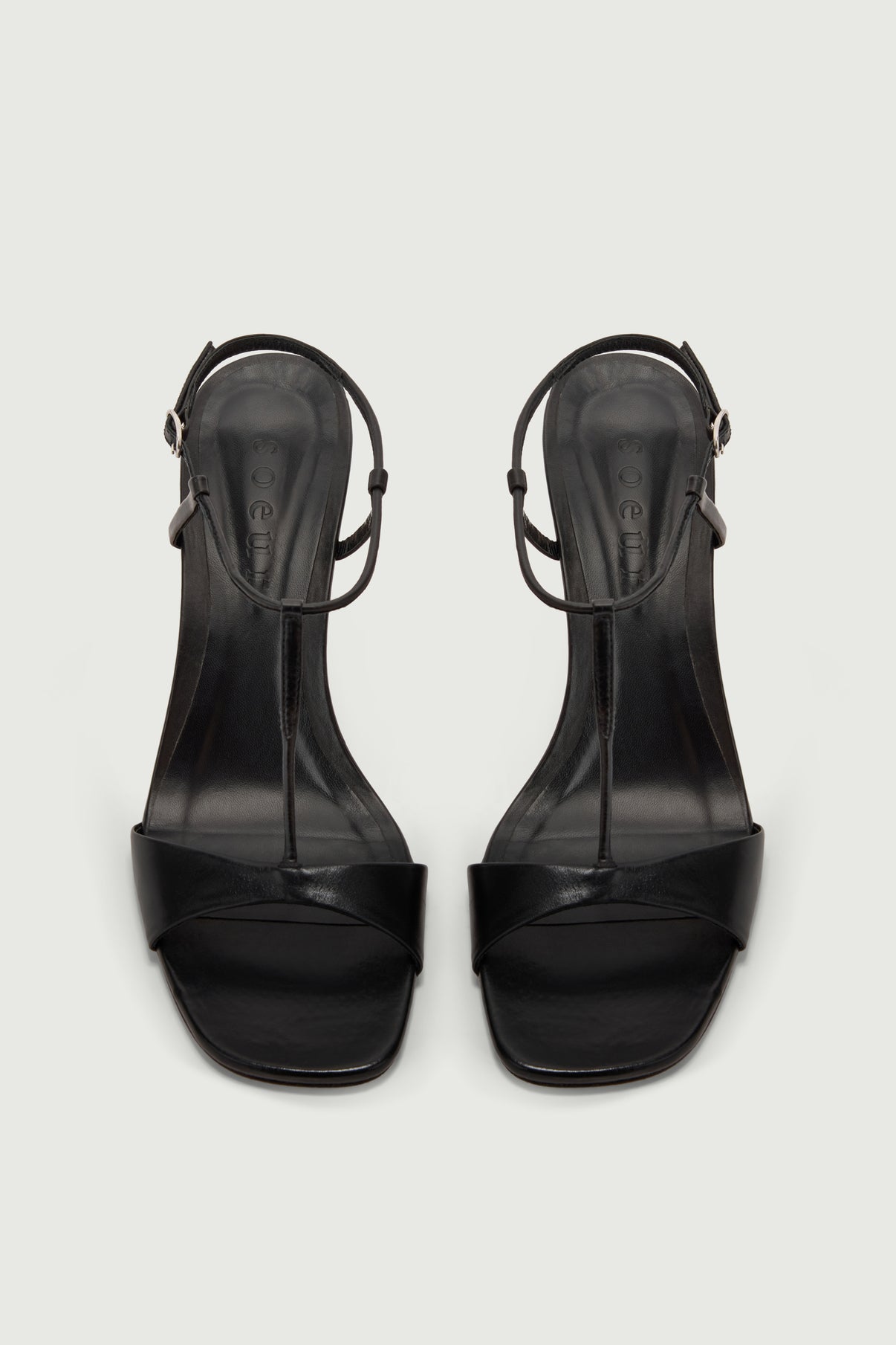 Sandalias Cecilie - Negro Cuero con Tacón - Soeur vue 3