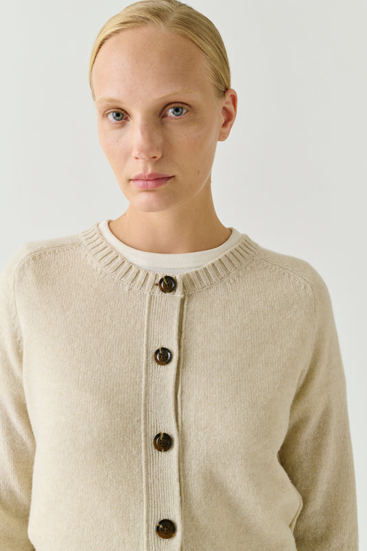 Cárdigan Virginia - Crudo jaspeado - Lana merino - Mujer