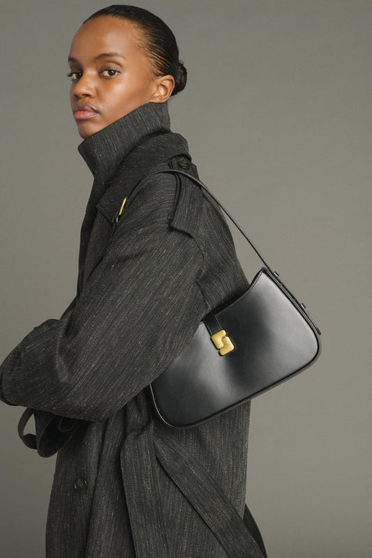 Bolso Bonnie - Negro en piel box con hebilla S - Soeur