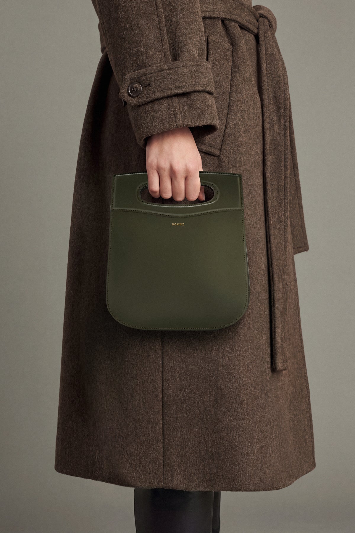 Bolso Cheri - Piel icónica verde militar - Soeur vue 2