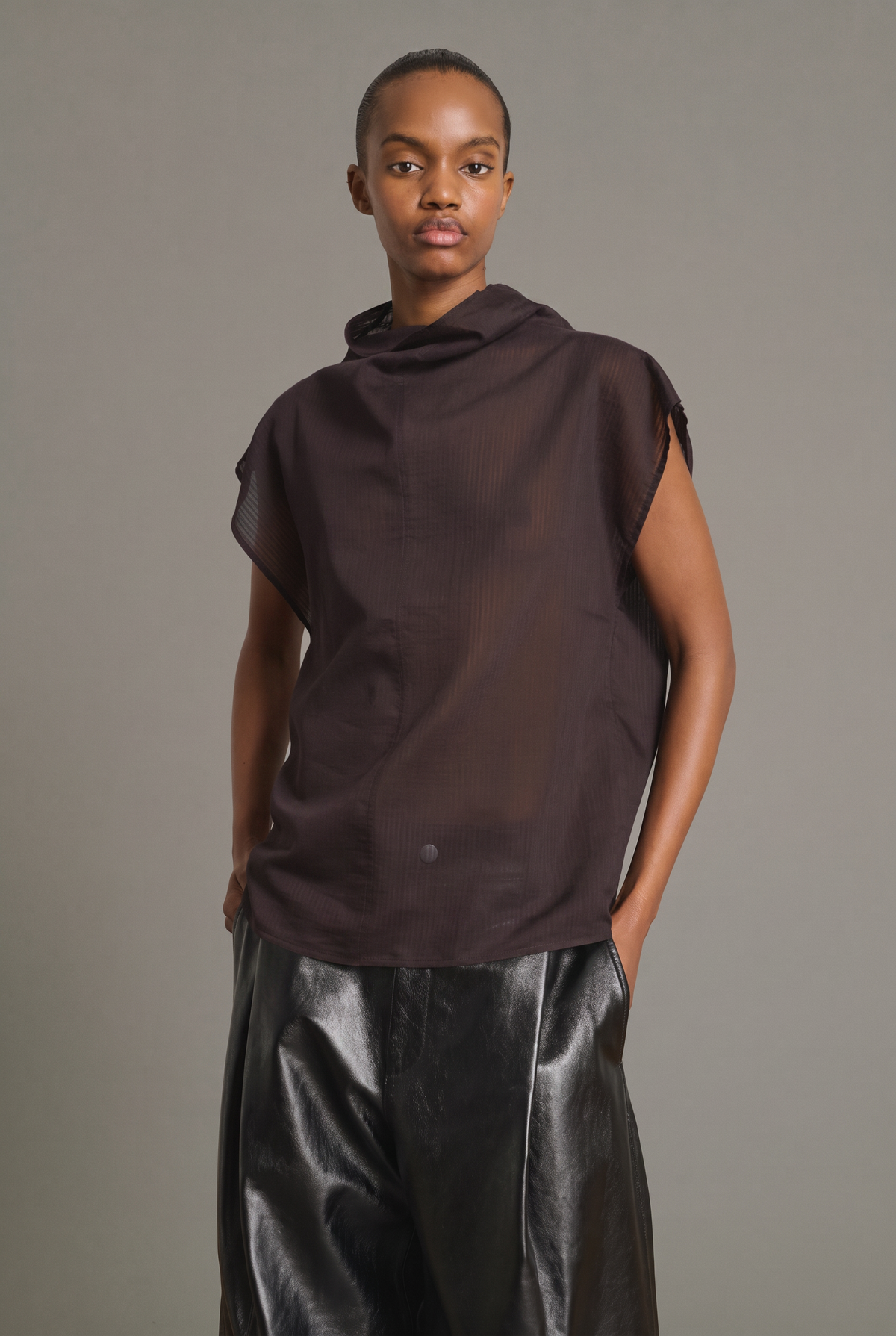 Blusa Izumi - Higo/Marrón Algodón orgánico Sin Mangas - Soeur